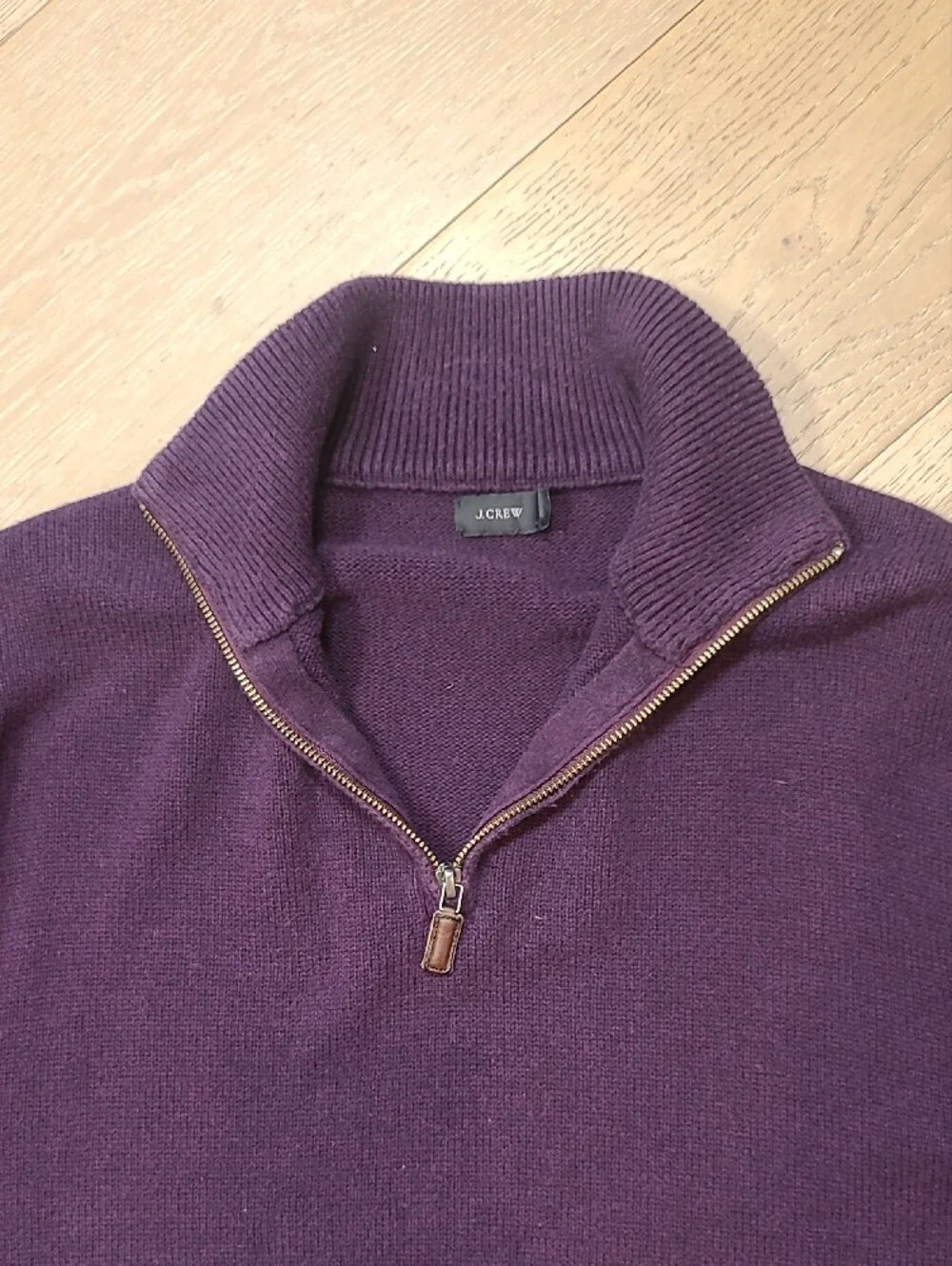 J. Crew Sweater Men's sz XLT Purple 1/4 Zip Cotton Blend Knit Sweater